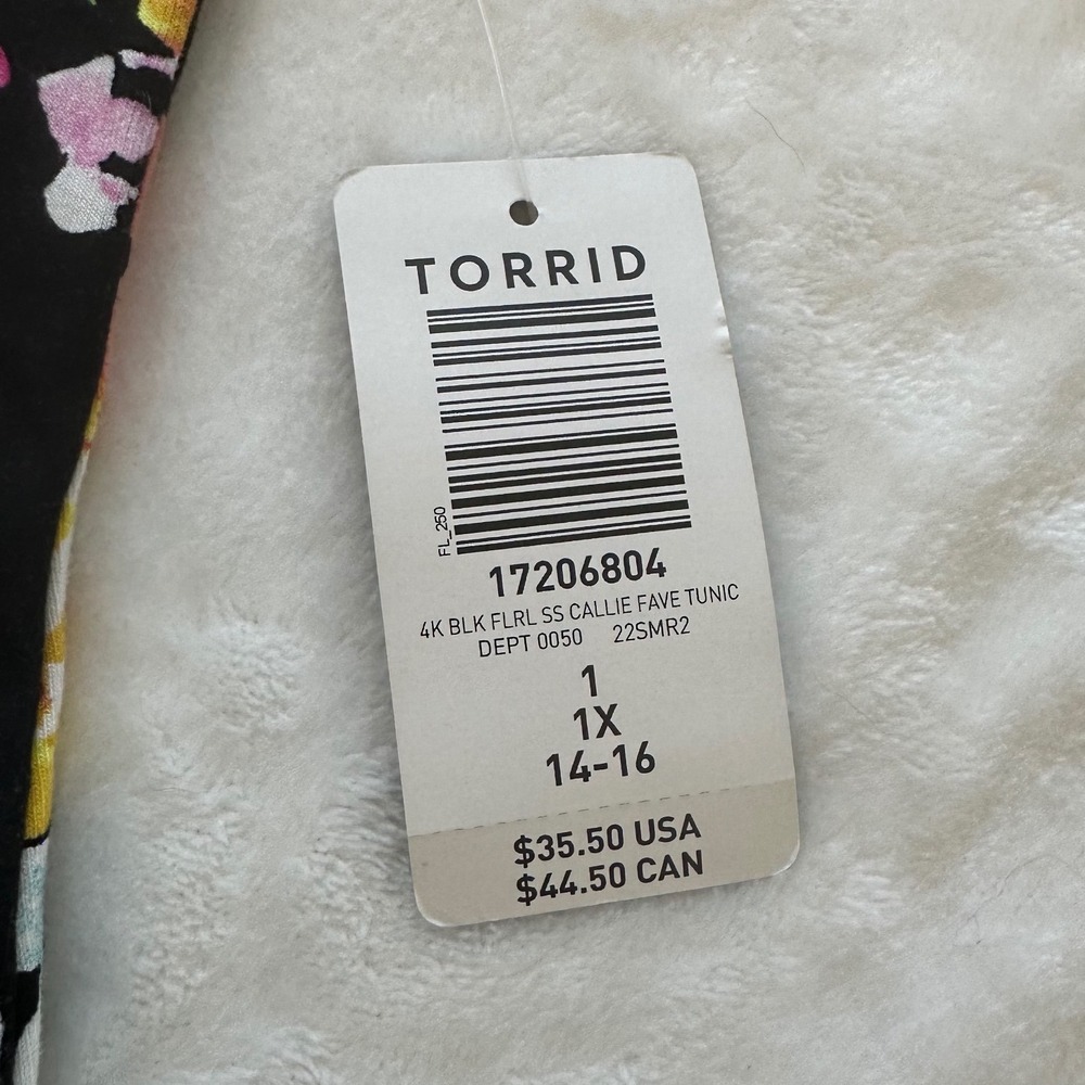 Torrid Super Soft Floral Off Shoulder Tunic Top Plus Size 1X Black Callie - Picture 10 of 12